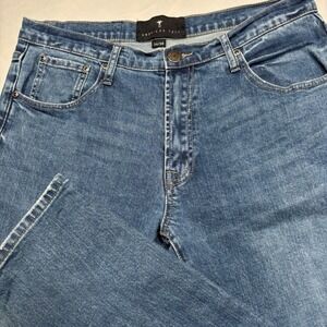 American Tall Jeans Men 34x38 Blue Medium Wash Stretch Denim Straight Leg